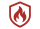 Rotes Flammensymbol auf Schild, Brandschutz-Icon